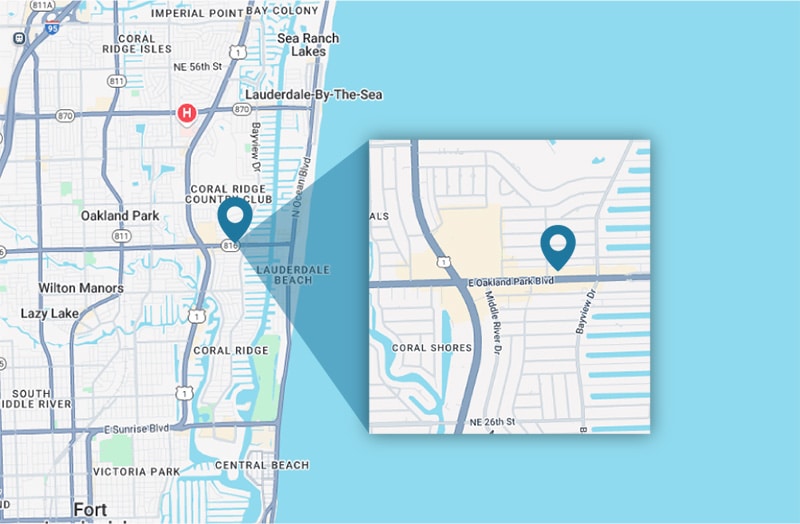 Map Showing Our Fort Lauderdale Dental Office